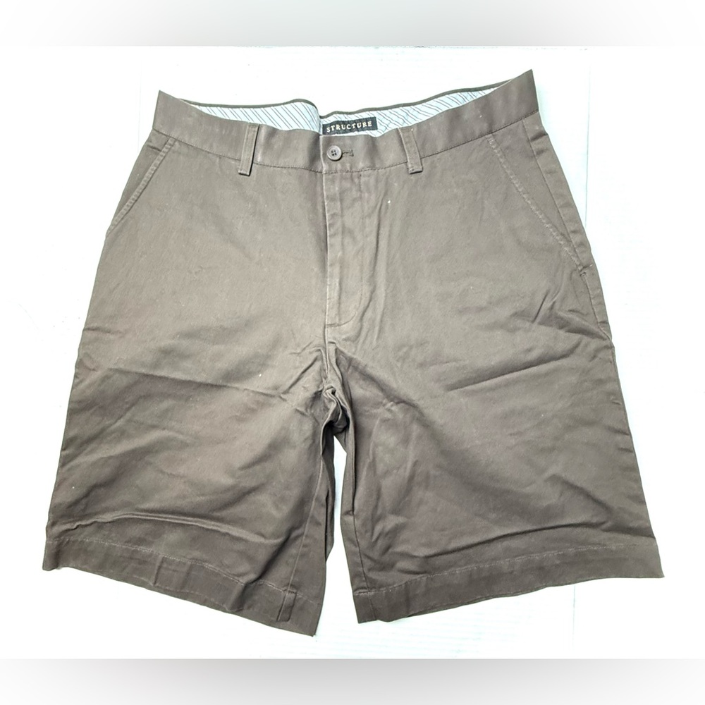 Vintage Structure Mens 32 Chino Shorts Beige Brown 100% Cotton Golf Outdoors 90s